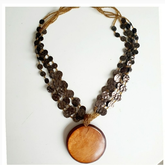 Boho Round Medallion Multistrand Necklace - Picture 3 of 12